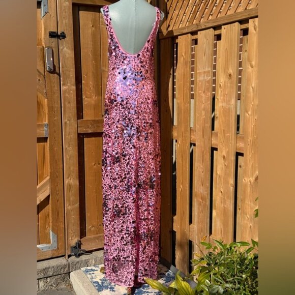 🆕 SIMKHAI 🧿 NWOT Bex Sequined Embellished Maxi Dress, Sorbet Pink - Sz US 8 - Picture 6 of 13